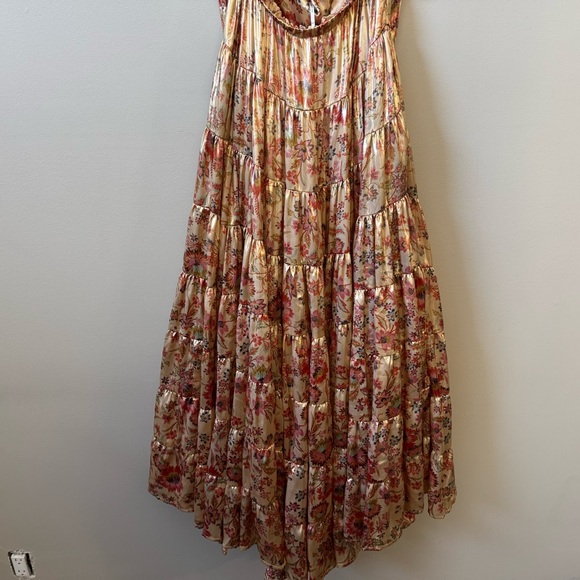 Free People Something Magical Maxi metallic floral bronze wrap top dress - Picture 7 of 12